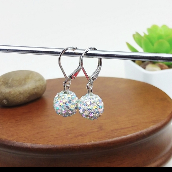 Silvertone Rhinestone Earrings - Picture 1 of 3